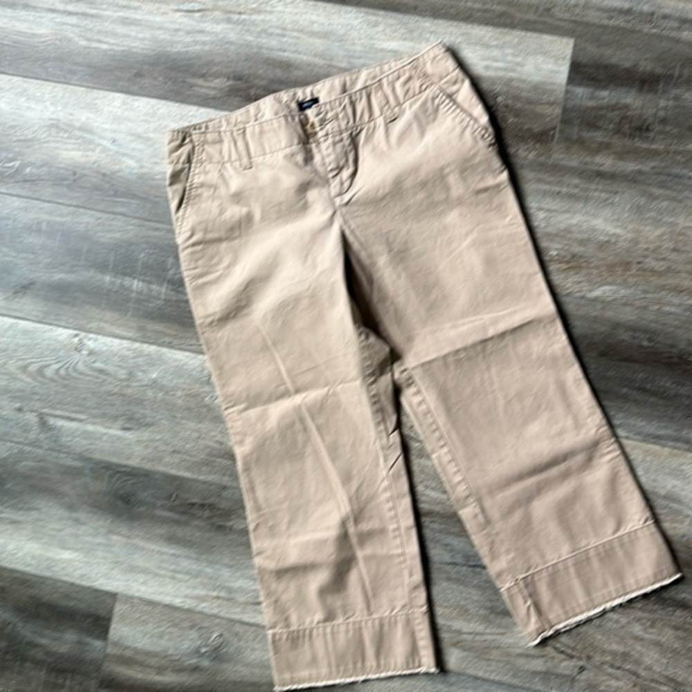 GAP pants size 10 distressed cropped tan colored trouser